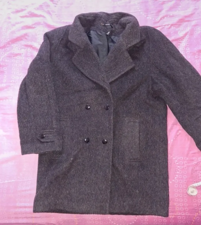 Manteau laine gris foncé noir - photo numéro 2