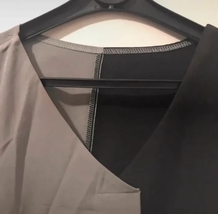 Haut femme été col v manches courtes noir gris taille 44 - photo numéro 3