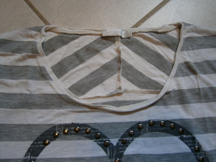 Tee-shirt MC rayé blanc/gris PROMOD Taille L - photo numéro 2