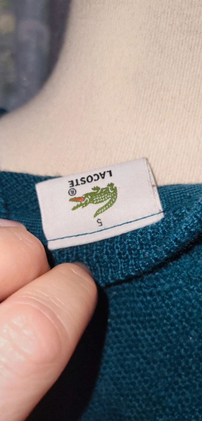 👕 Pull Lacoste vert foncé – col V – taille L - photo numéro 5
