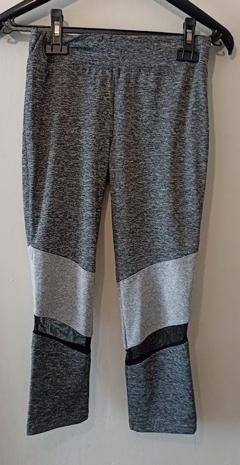 Legging Sport Court Gris chiné - Style Géométrique & Mesh (Taille S)