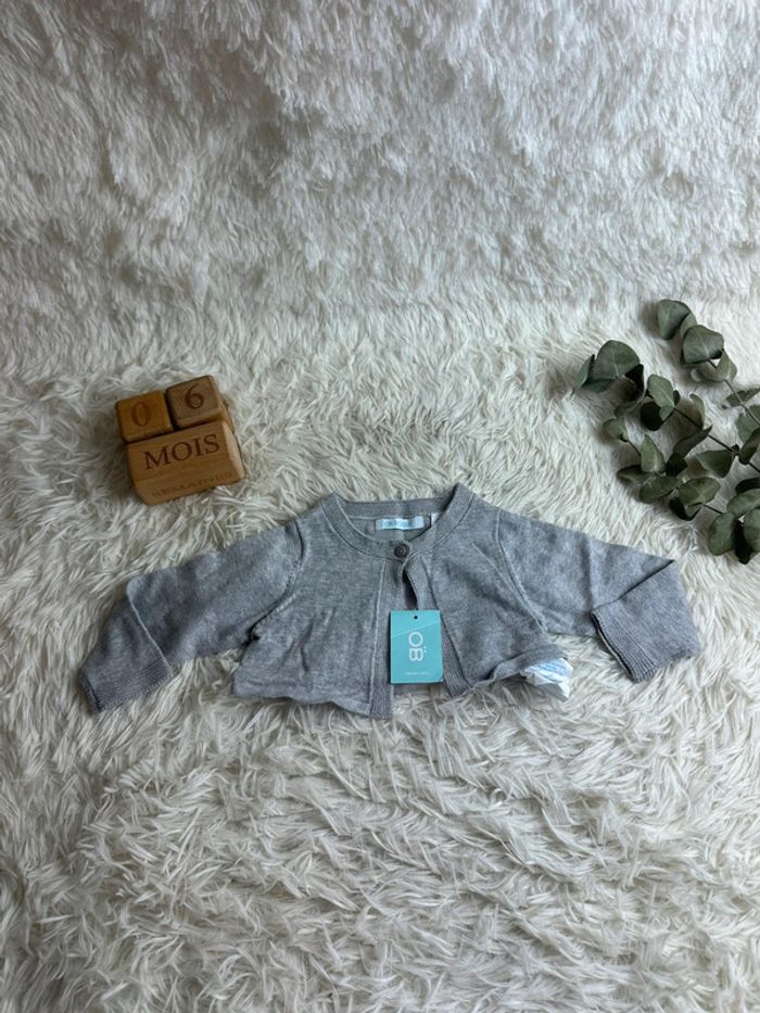 Boléro gris Obaibi taille 6 mois