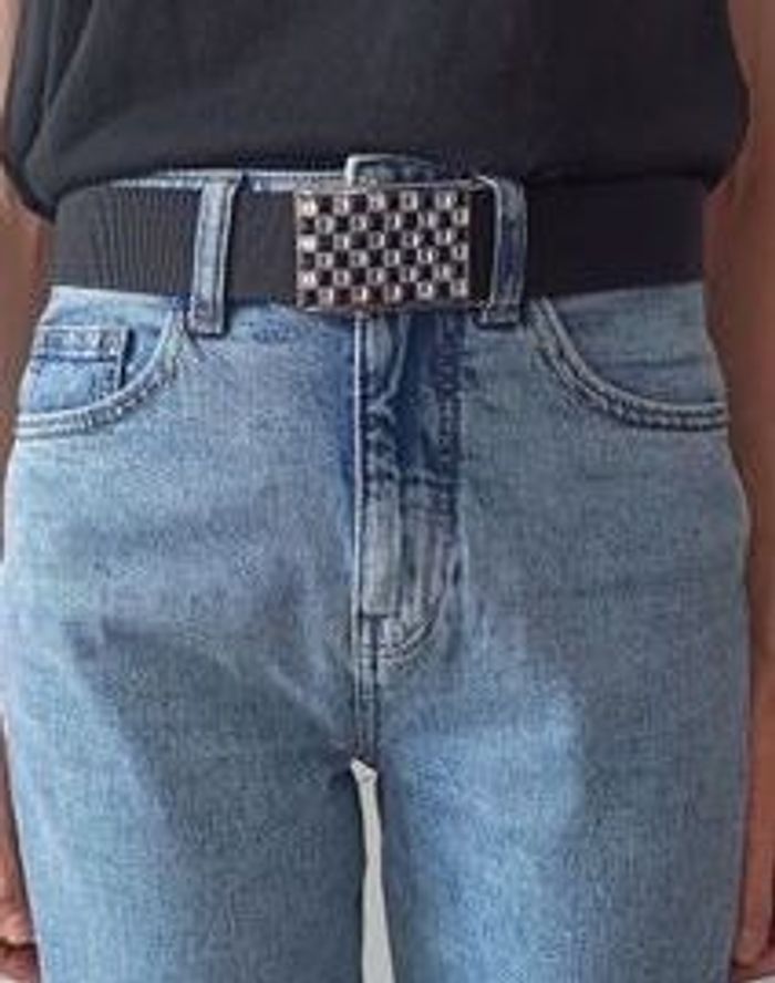 Ceinture noir boucle brillante vintage 1990 - photo numéro 3