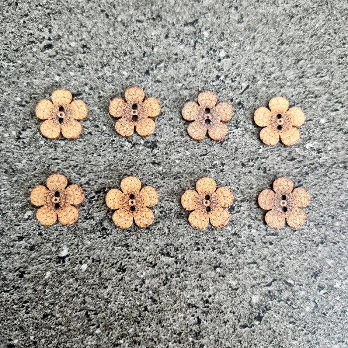 Lot de 8 boutons fleurs en bois