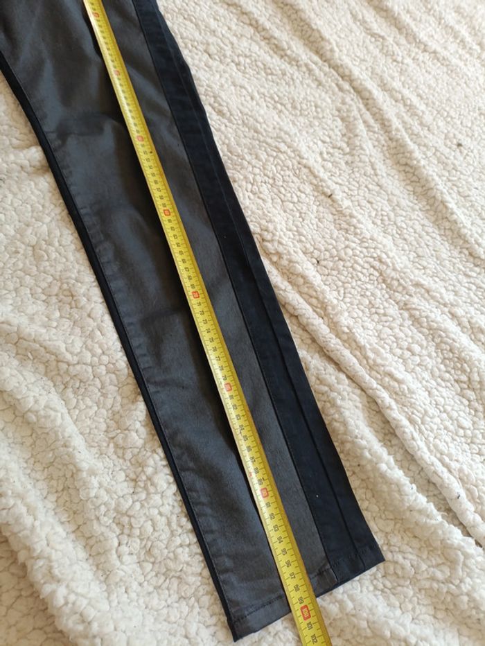 Jean noir effet enduit bicolore taille 38 – Bréal cuir mat zip - photo numéro 4