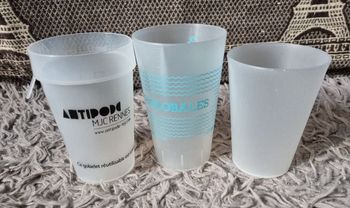 Lot 3 Verres en plastique 30cl  publicitaire