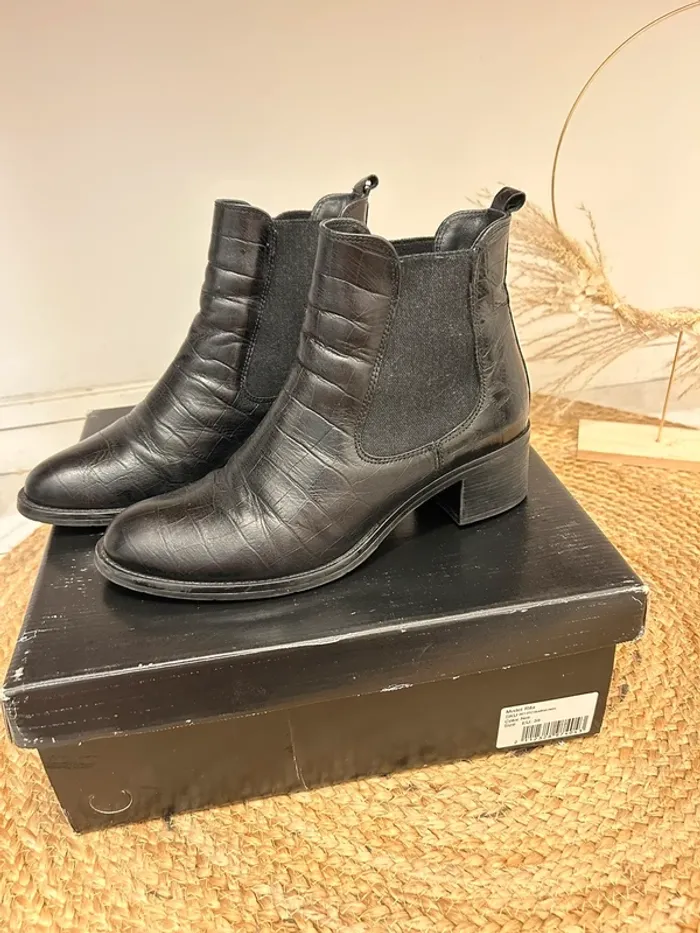 Bottine Cuir Croco