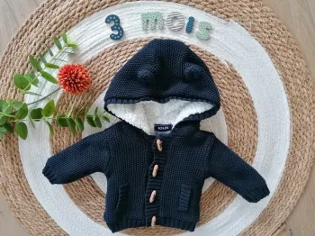Gilet/veste bien chaude, bleu marine - Kiabi - 3 mois