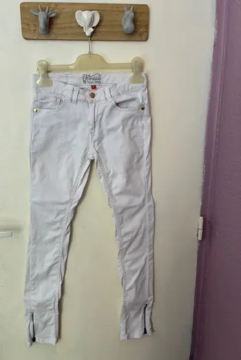 Jeans slim blanc, 10 ans, Tissaia.