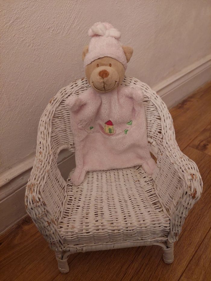 Doudou mouchoir ourson rose nicotoy