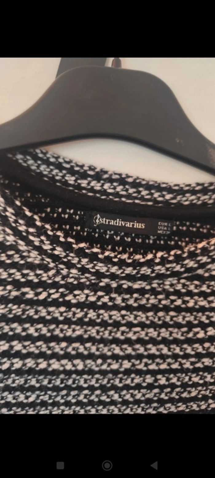 Pull en maille noir et blanc taille L Stradivarius - photo numéro 3