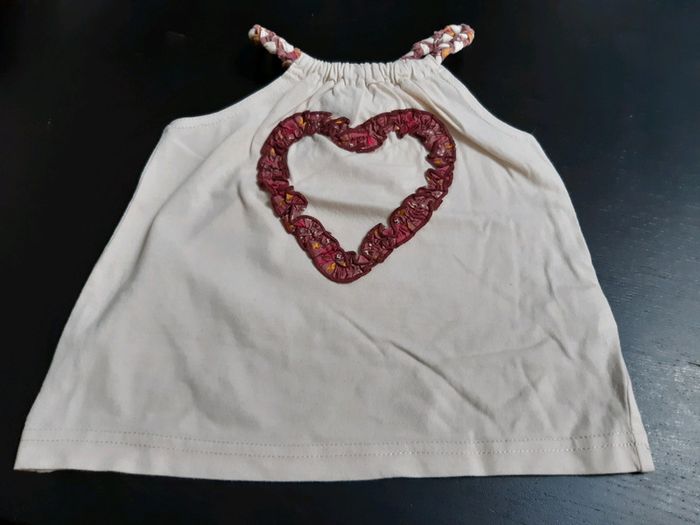Débardeur TAO bebe fille 18 mois été neuf coeur rose poudré liberty