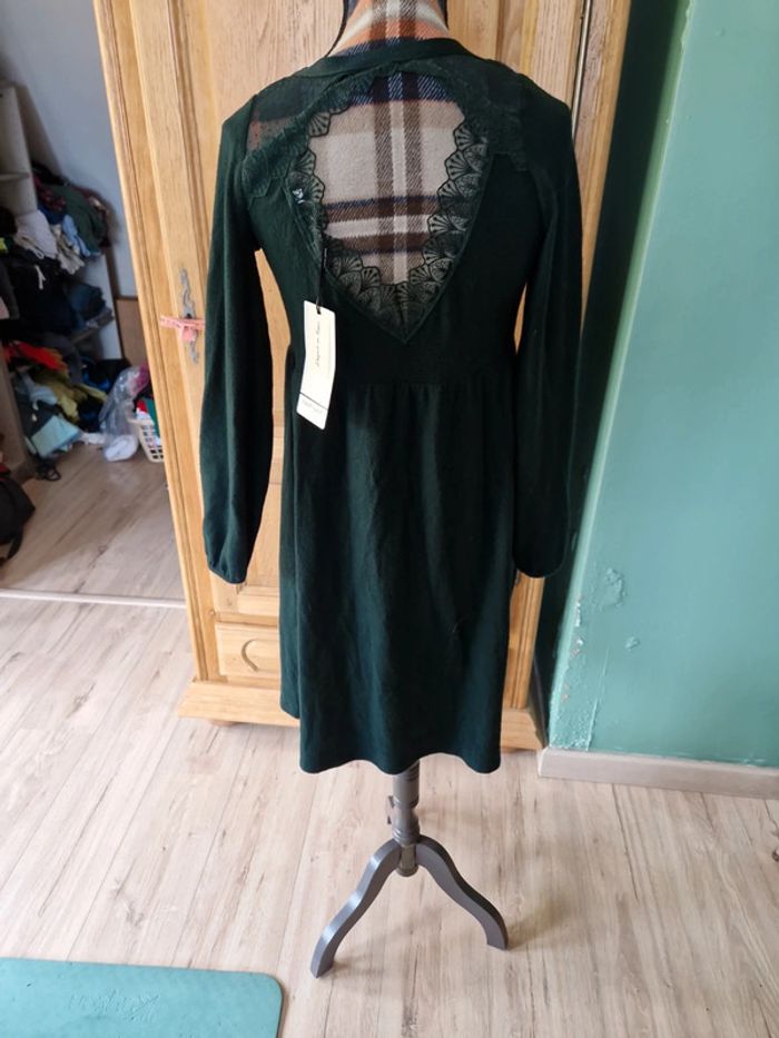 Robe pull vert sapin dentelle tailles XS Naf Naf - photo numéro 3