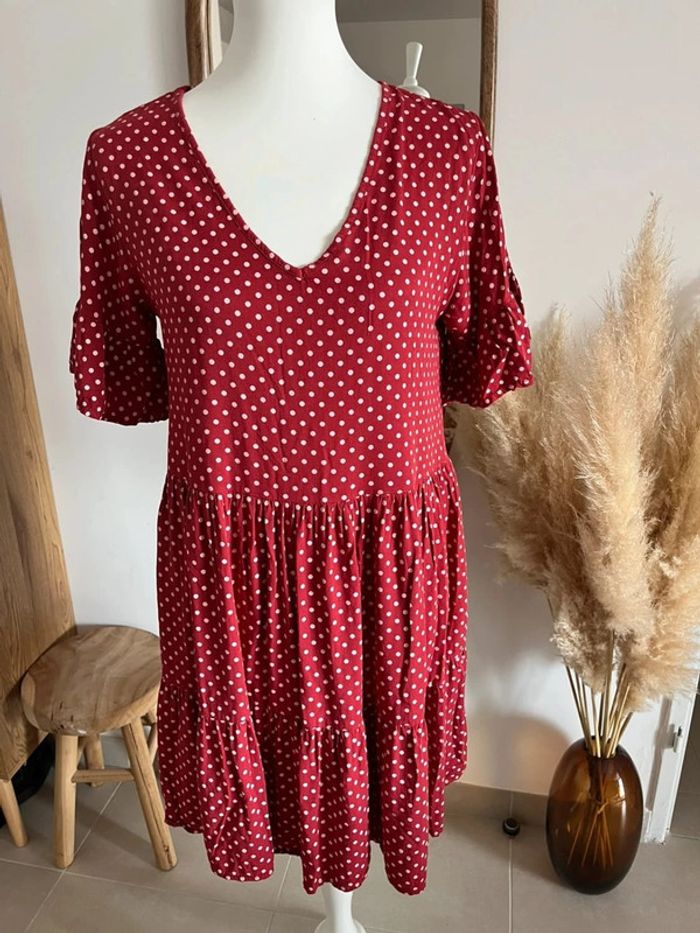 Robe fluide à pois rouge Jb Fashion - photo numéro 3
