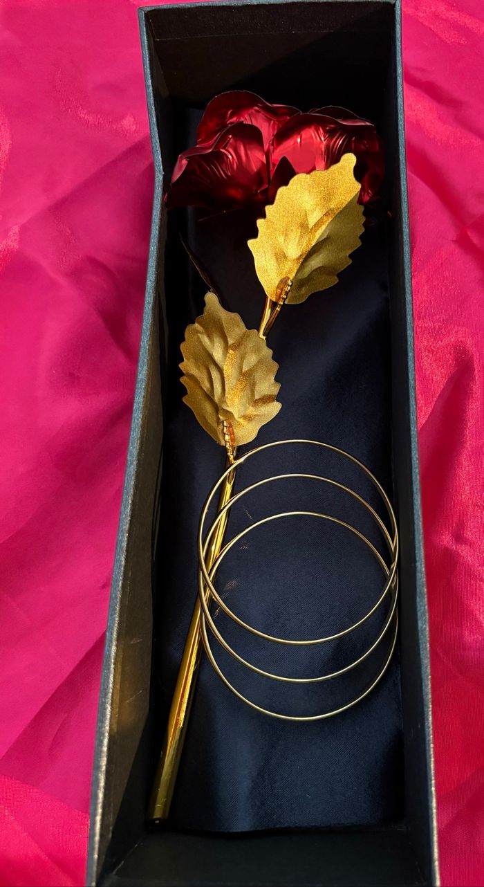 Coffret rose éternel avec ses bijoux en acier inoxydable - photo numéro 2
