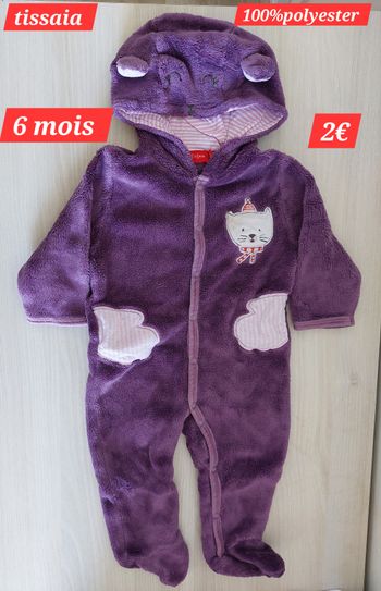 Grenouillère avec capuche fille 6mois 