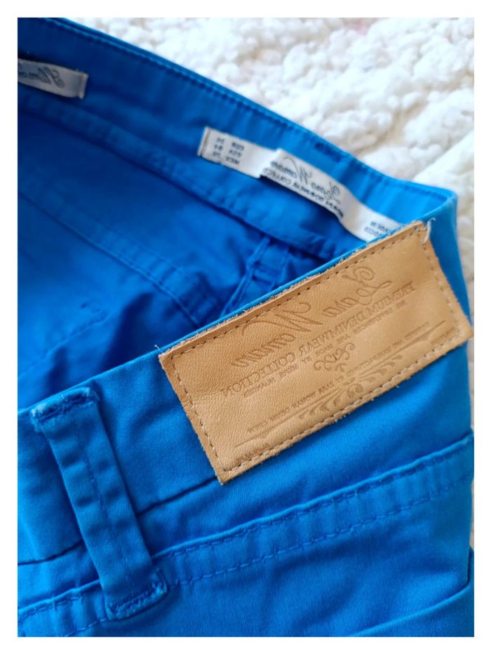 Zara Woman Pantalon droit bleu vif T. 36 EU  97% coton -- - photo numéro 2