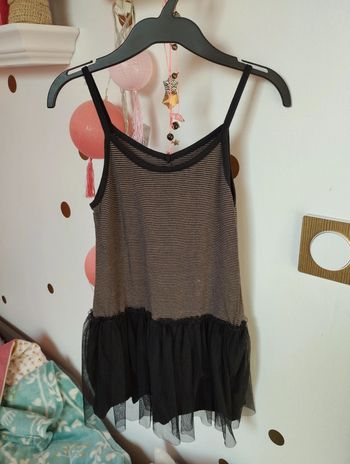 Robe d'été rayée en coton et tulle - 5-6 ans