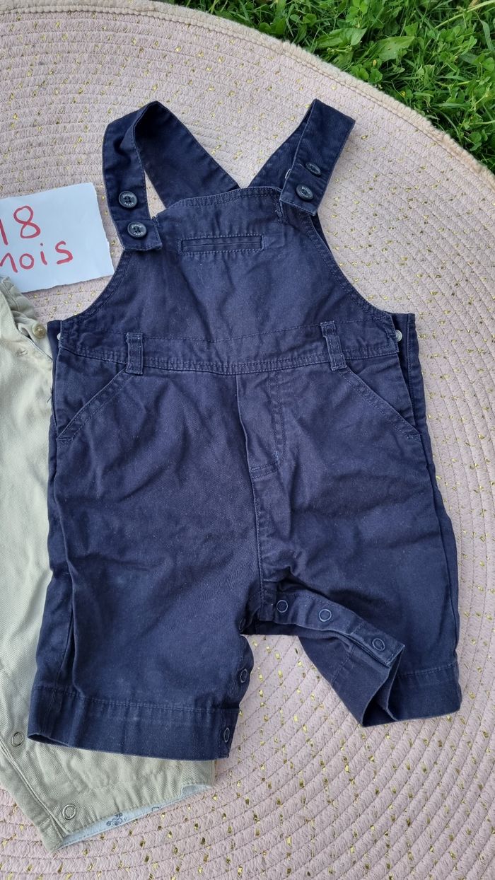 Lot 2 salopettes short + pantalon 18 mois - photo numéro 2