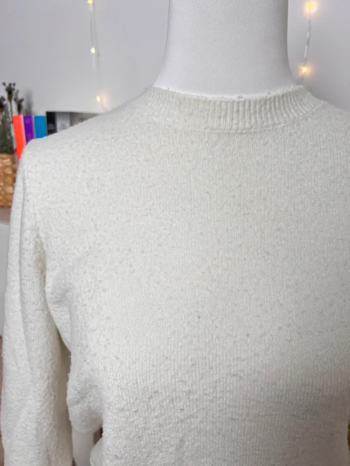 pull blanc BZB col rond taille M - photo numéro 2
