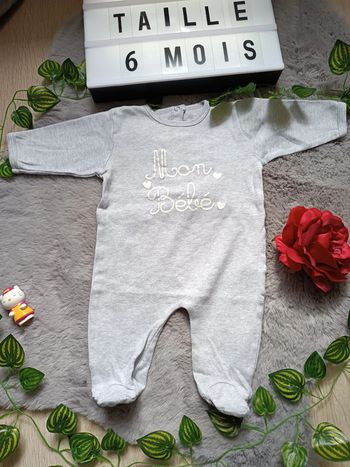 Pyjama gris clair 6 mois mixte mon bébé 💕