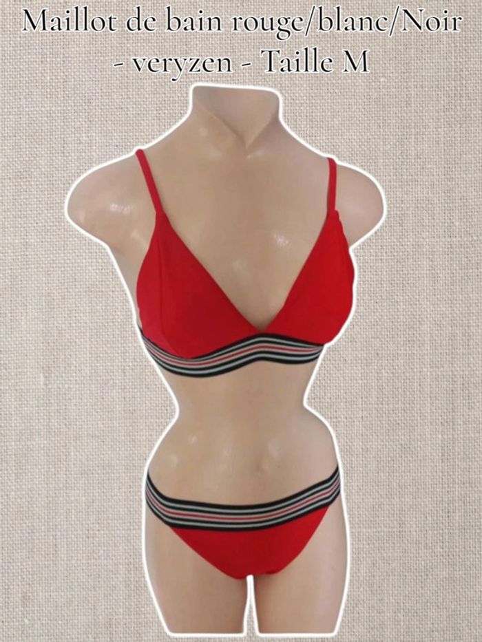 Maillot de bain rouge/blanc/Noir - veryzen - Taille M