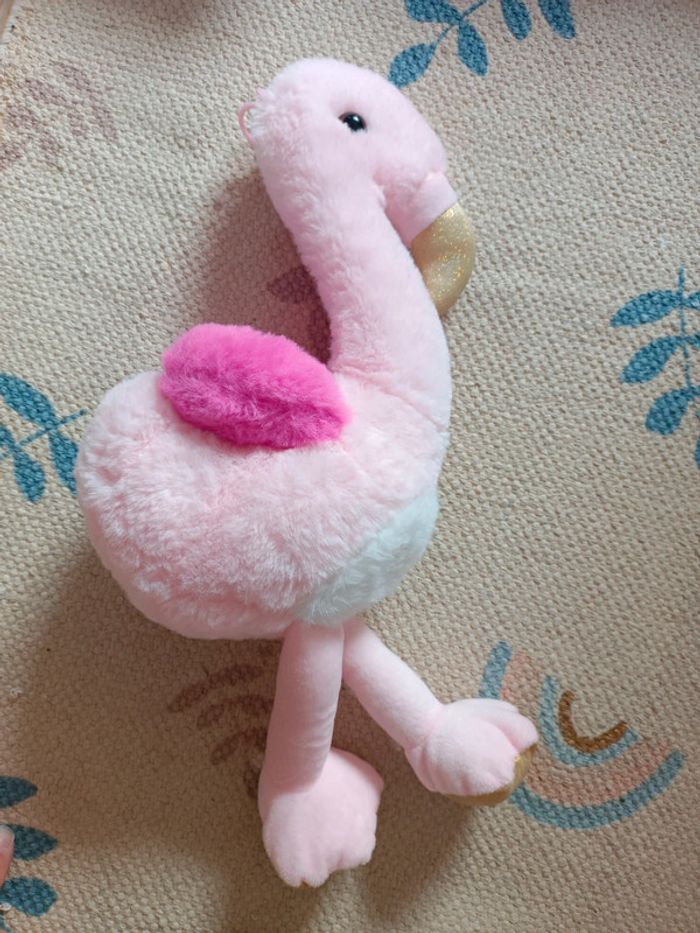 Peluche Flamant rose pailletés 25cm the home deco kids - photo numéro 2