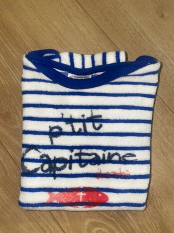 Tshirt manche courte absorba 18 mois 80 cm marin p’tit capitaine bleu