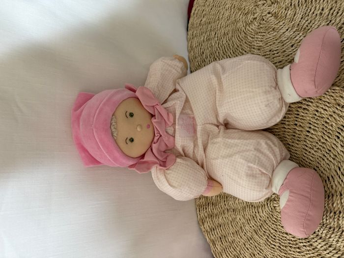 Doudou poupée lutin vichy rose MOULIN ROTY grand modèle - photo numéro 1