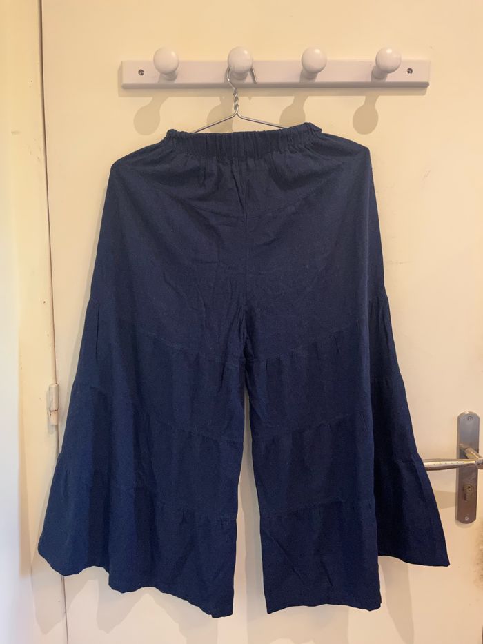 Pantalon extra large wide leg baggy bleu marine taille élastique lavish taille S - photo numéro 3