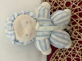Doudou poupée vintage rayé bleu et blanc Tartine et chocolat
