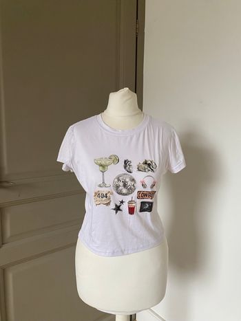 t-shirt court blanc motifs