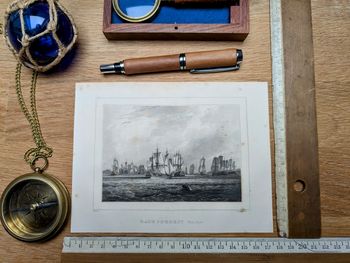 Imprimée en 1848, la rade de Brest, Finistère. Original Vintage Authentique.