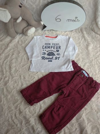 Ensemble (tee shirt manches longues+pantalon) Garçon 6 mois Campeur Gémo