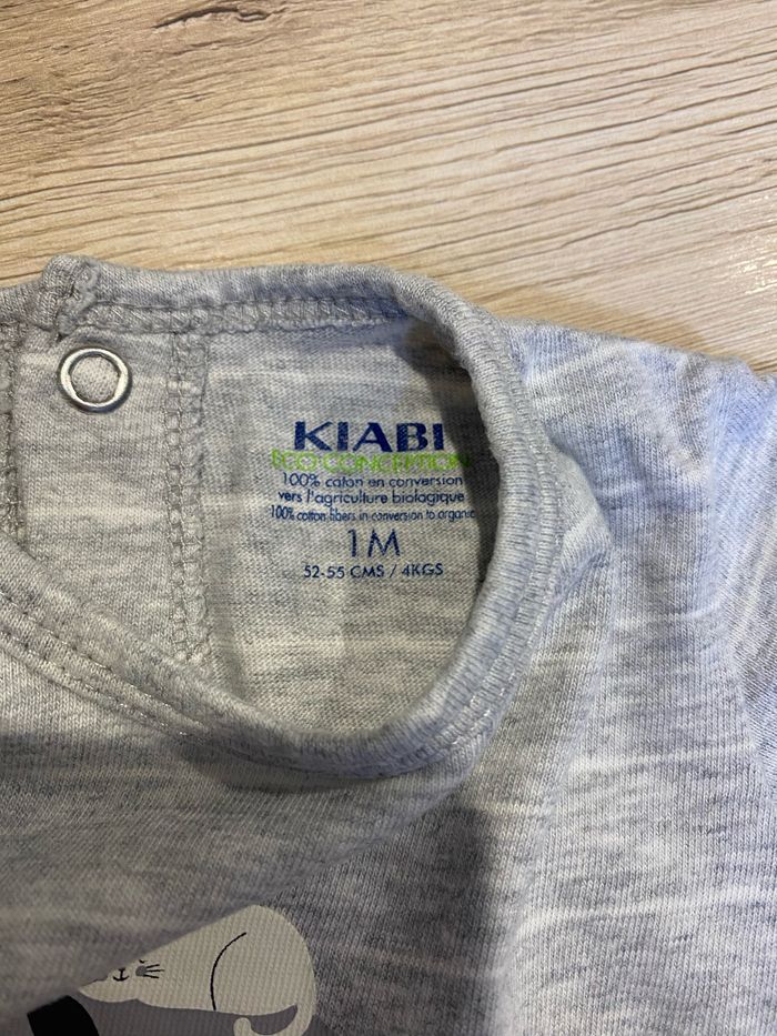 Pyjama léger gris à rayure blanches, Kiabi, 1 mois - photo numéro 3
