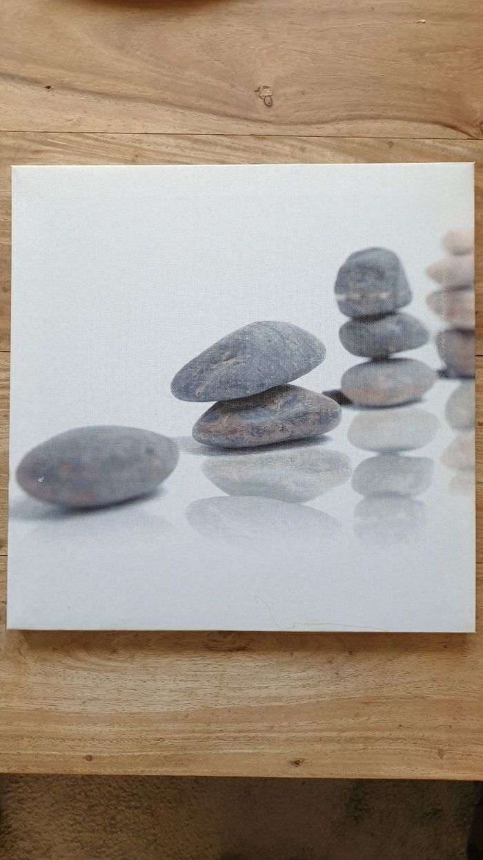 Décoration murale cadre toile zen galets