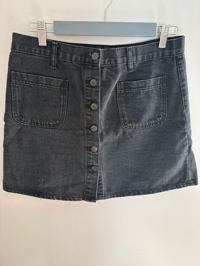 Jupe jeans noir à bouton Angelica 2000