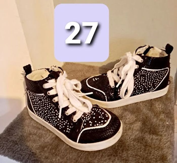 27 Chaussures montantes baskets a strass diamants à lacets fermeture eclair