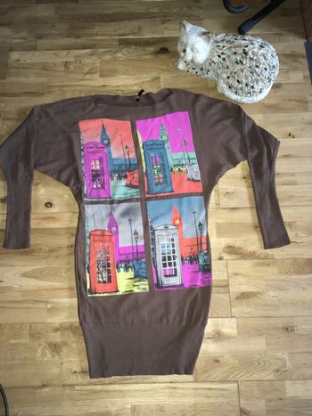 pull tunique marron à motifs nickel s/m