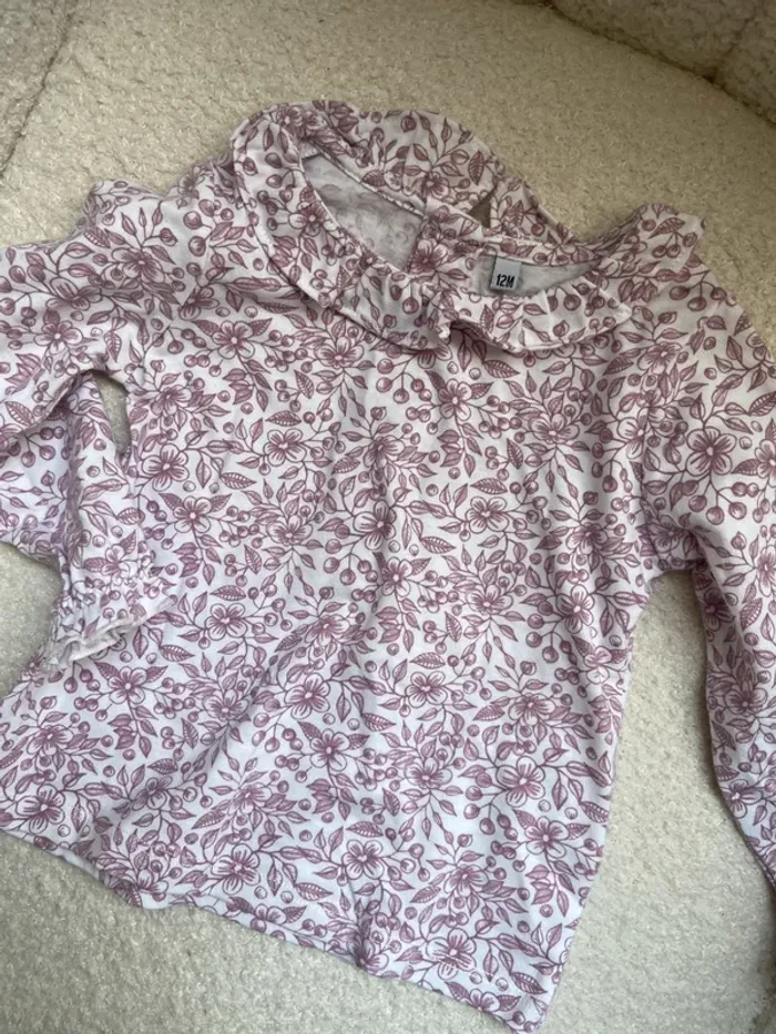 Lot 3 tee shirts manches longues 12 mois fille - photo numéro 3