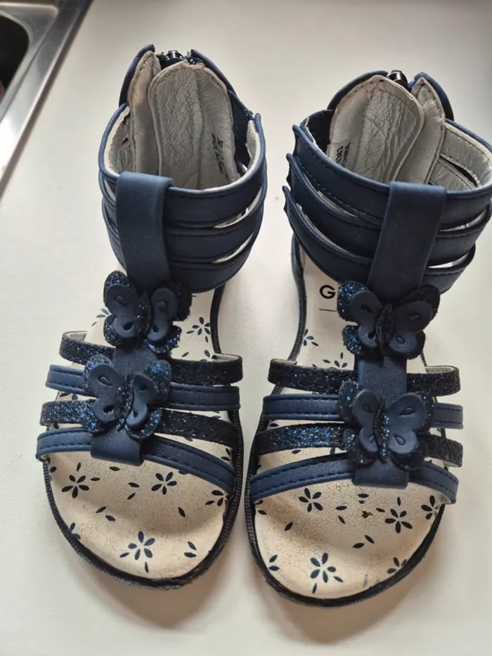 Sandales bleue papillon paillette