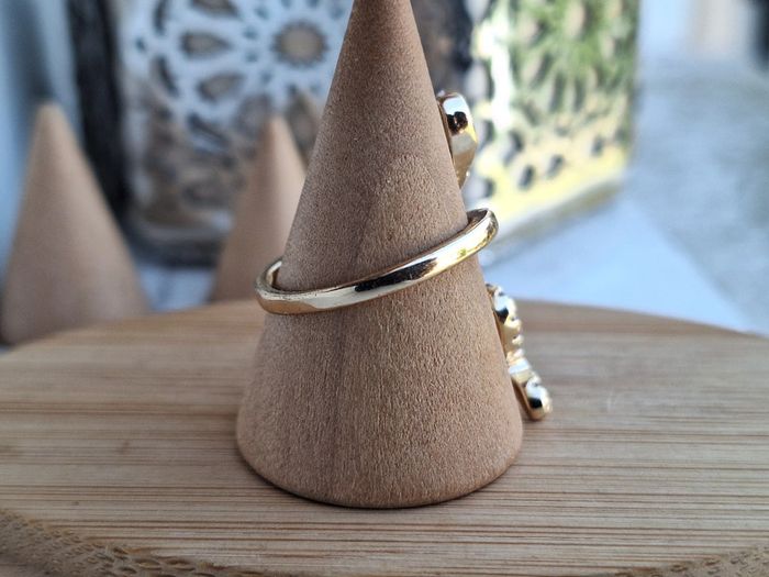 Bague ouverte dorée avec strass forme serpent en Acier Inoxydable Bague de fiançailles pour femme - photo numéro 3