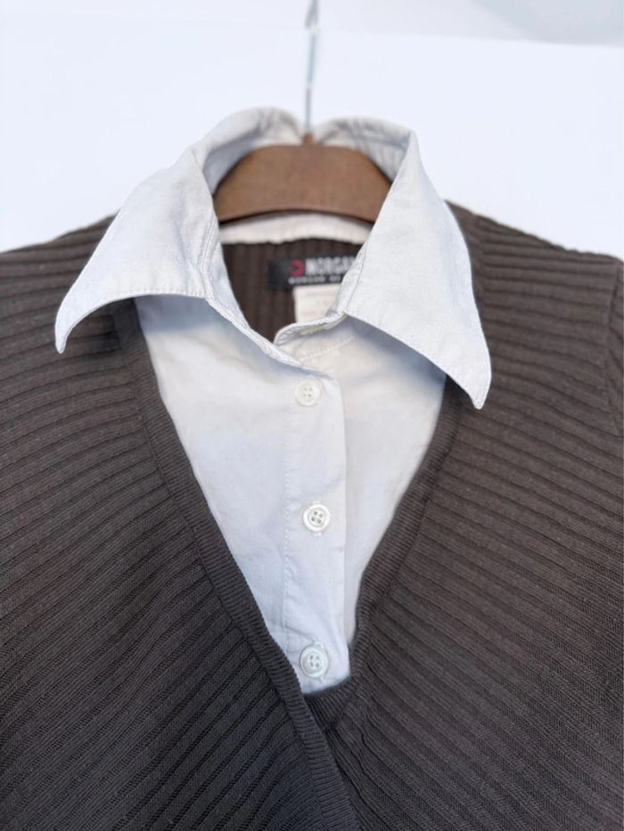 Pull chemise 2 en 1 Morgan marron en S - photo numéro 2