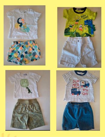 Lot 4 ensembles shorts +tee-shirts 6 mois marques mélangé