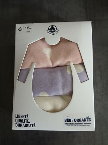 lot de trois bodies fille manches longues petit bateau 18 mois 
