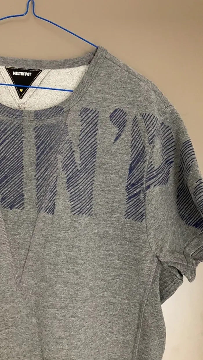 T-shirt molleton homme manches courtes gris L Meltin’ Pot - photo numéro 4