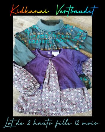 Lot de 2 hauts ML fille 12 mois Vertbaudet Kidkanai