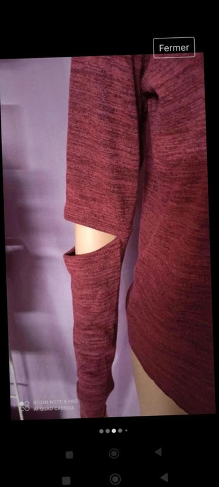 Tee shirt top Bordeaux ouverture manche taille l - photo numéro 3