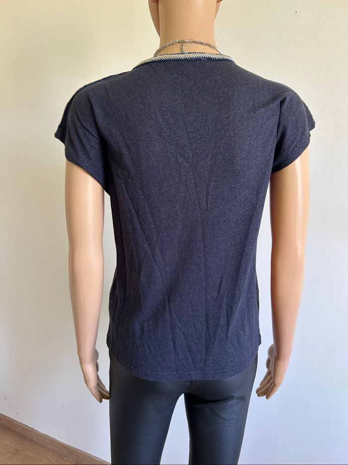 Blouse bleue marine à manches courtes Morgan taille M TBE - photo numéro 5