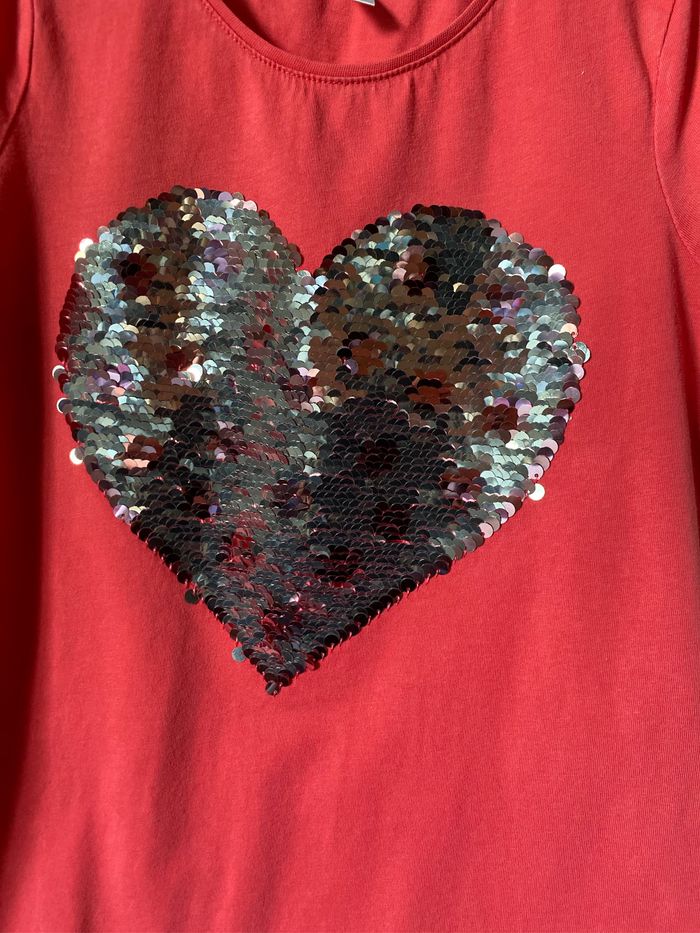 T-shirt rose bonbon Coeur en sequins 10 ans Okaidi - photo numéro 7